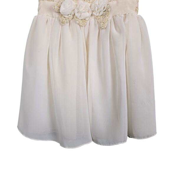 PENELOPE MACK Toddler Girls Gold Beige Dress Floral Embellishments Lace, Sz 2T - Picture 5 of 12